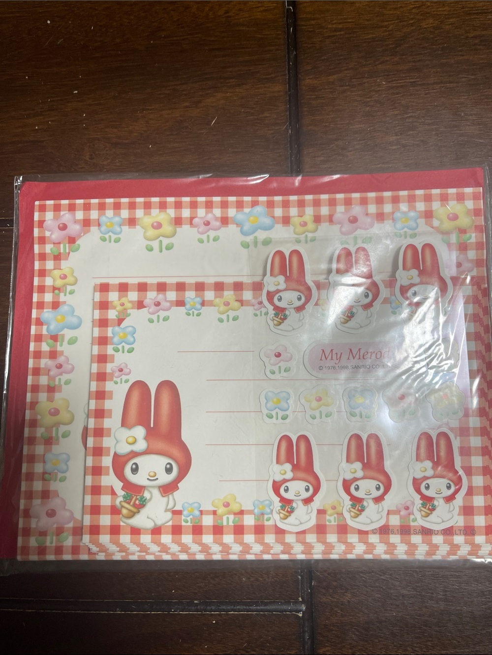 vintage My Melody letter set by Sanrio from their 1997-1998 collections